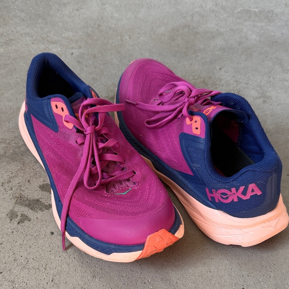 Hoka Women's Vibrant Pink and Navy Athletic Shoes
